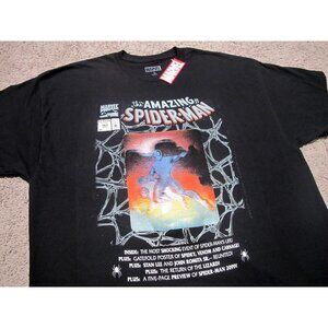 The Amazing Spider-Man hologram black t-shirt sz L oversized marvel comics cover